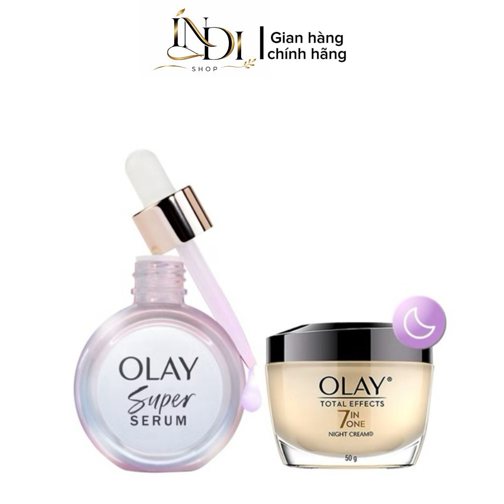 Combo Serum Olay 5in1 + Kem dưỡng Olay Total Effects ban đêm (30ml+50gr)