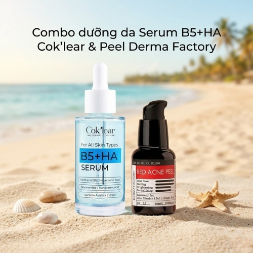 Combo Chăm Da Serum B5 + HA CoK’lear + Red Peel Acnes Demar Factory dưỡng sáng, tái tạo da