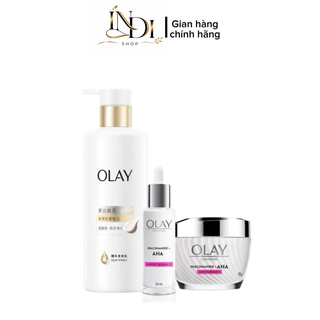 Combo Sữa Dưỡng Thể OLAY Làm Sáng Da & Kem Dưỡng OLAY AHA 50G & Serum OLAY AHA 30ML (260g+50g+30ml)