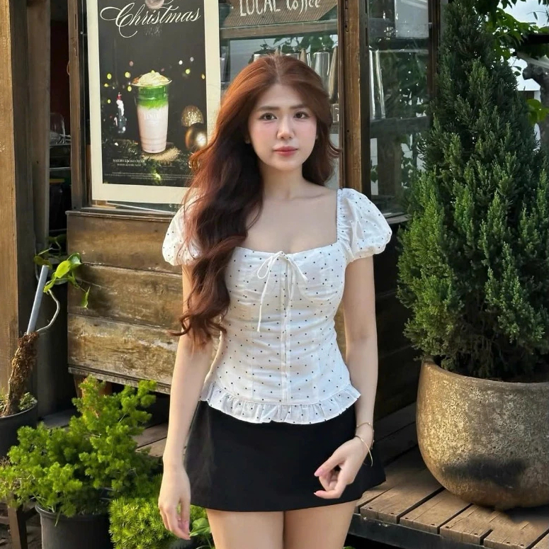 [HOẢ TỐC - HN ] Yun Linen Top - Áo linen tay bồng kiểu, phối chun chấm bi By BUN222 | BigBuy360 - bigbuy360.vn