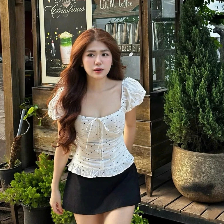 [HOẢ TỐC - HN ] Yun Linen Top - Áo linen tay bồng kiểu, phối chun chấm bi By BUN222 | BigBuy360 - bigbuy360.vn