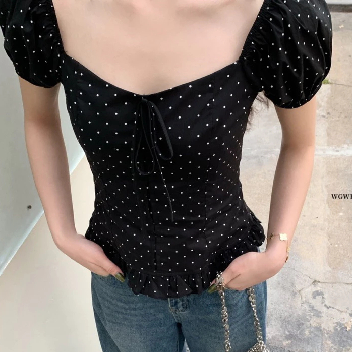 [HOẢ TỐC - HN ] Yun Linen Top - Áo linen tay bồng kiểu, phối chun chấm bi By BUN222 | BigBuy360 - bigbuy360.vn