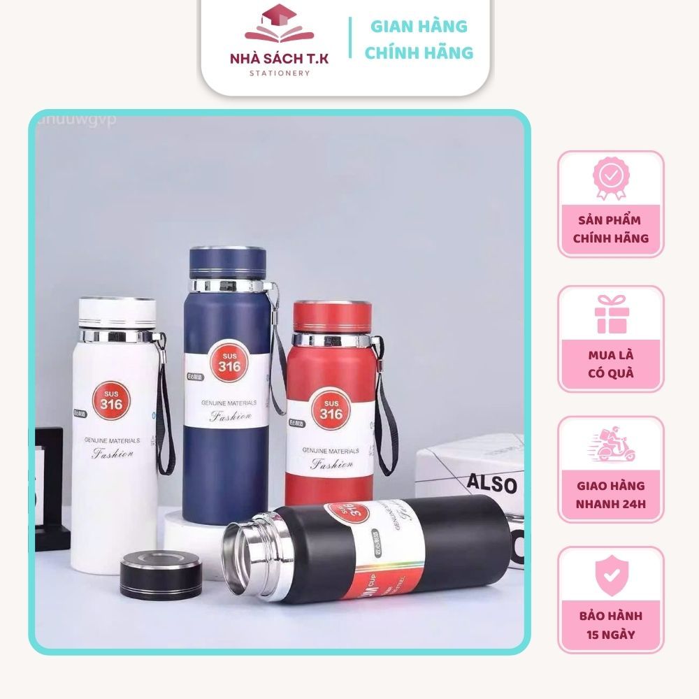Bình Giữ Nhiệt Inox 316 Cao Cấp 800ml Bình Nước Giữ Nhiệt Có Dây Đeo, Lõi Inox 316 Chống Ăn Mòn