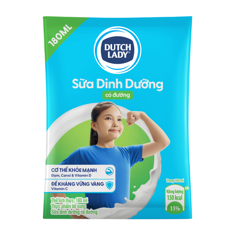 Sữa Dinh Dưỡng Dutch Lady Nguyên Chất Đường/ Không Đường/ Hương Dâu/ Hương Socola/ Cao Khỏe Bịch 180