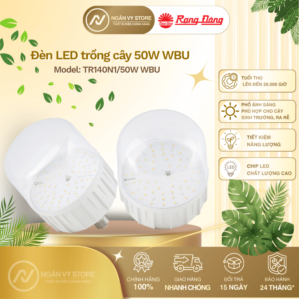 Đèn LED trồng cây 50W WBU kích thích ra rễ, chồi gốc choa Hoa lan, dưa lưới, cà chua, dâu tây,…