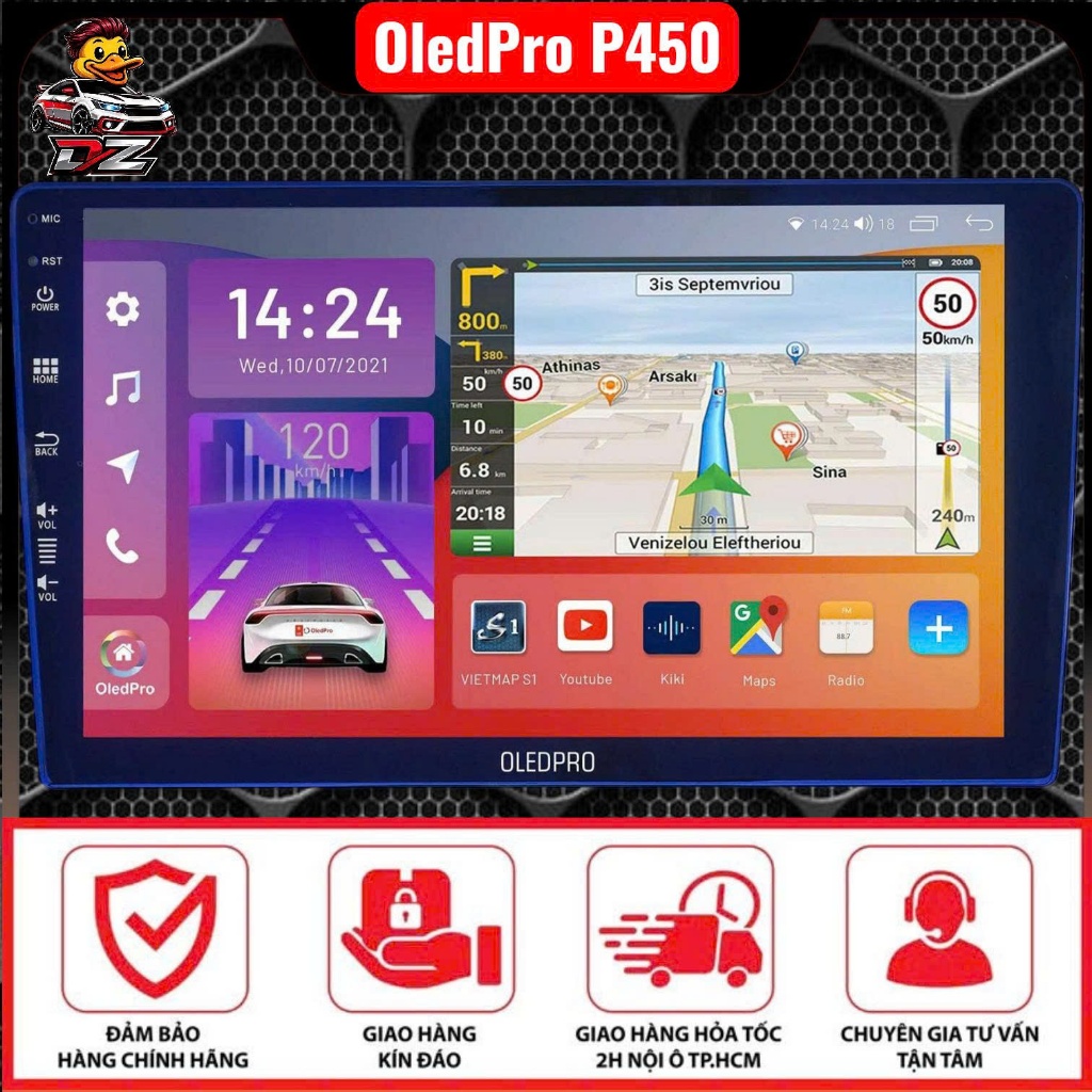 (P450 Nâng Cấp) Màn Android OledPro P450 RAM 2GB ROM 64GB Chip 9863, Vietmap S2, Tặng Trợ Lý