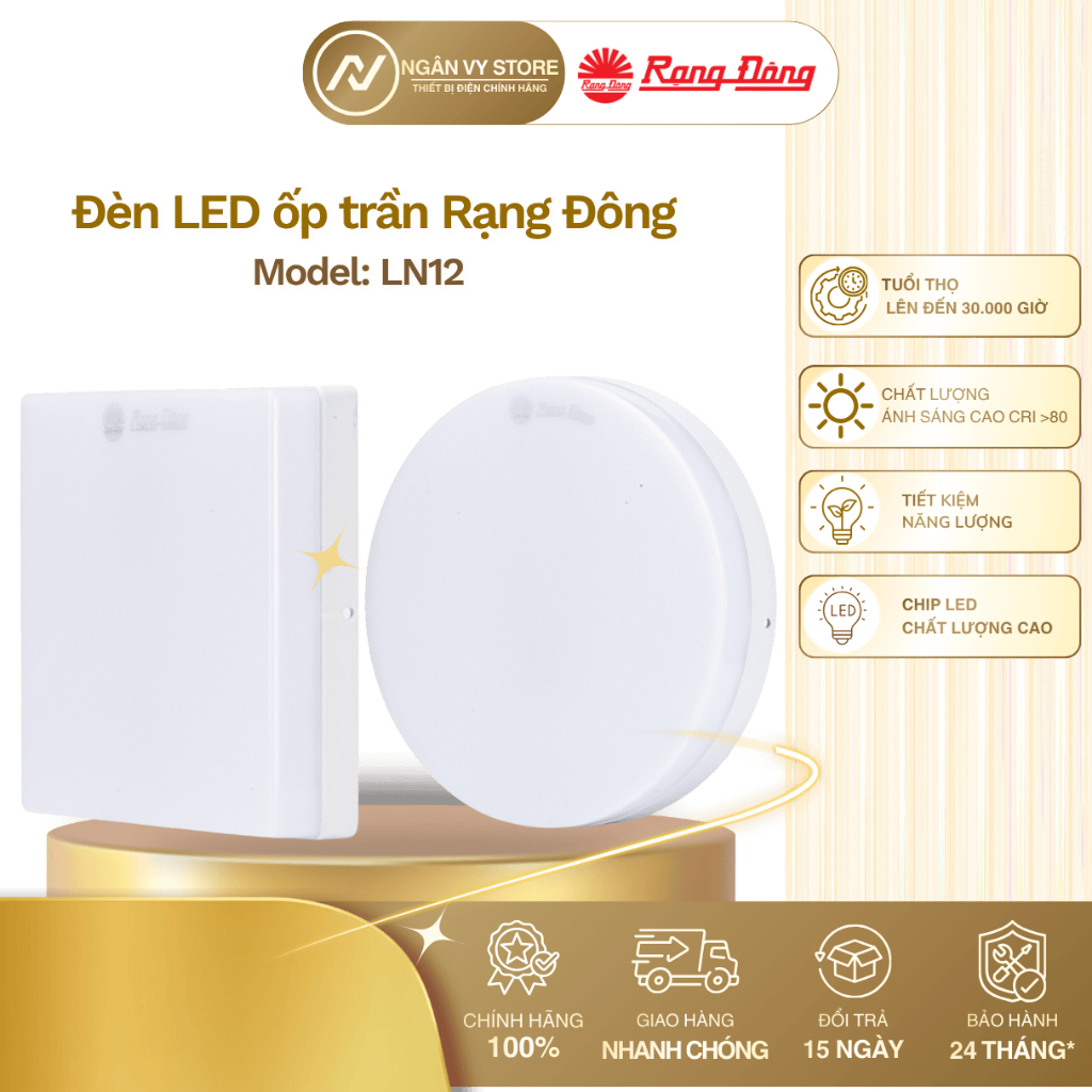 Đèn LED ốp trần tròn đổi màu đế nhựa Rạng Đông - Model: LN12N ĐM