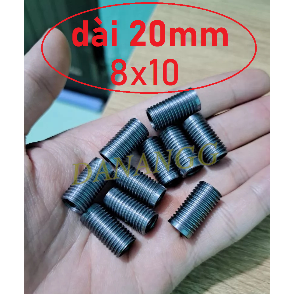 10 con sơ mi cấy chân ren dài loại 8x10 chất liệu thép cấy khung gầm xe máy