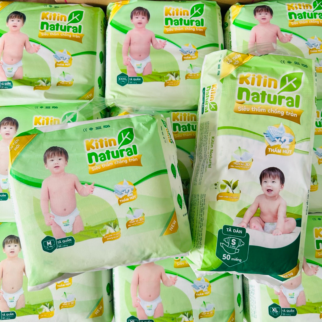 BỈM KITIN NATURAL TINH CHẤT TRÀ XANH, ĐỦ SIZE DÁN VÀ QUẦN DÀNH CHO BÉ