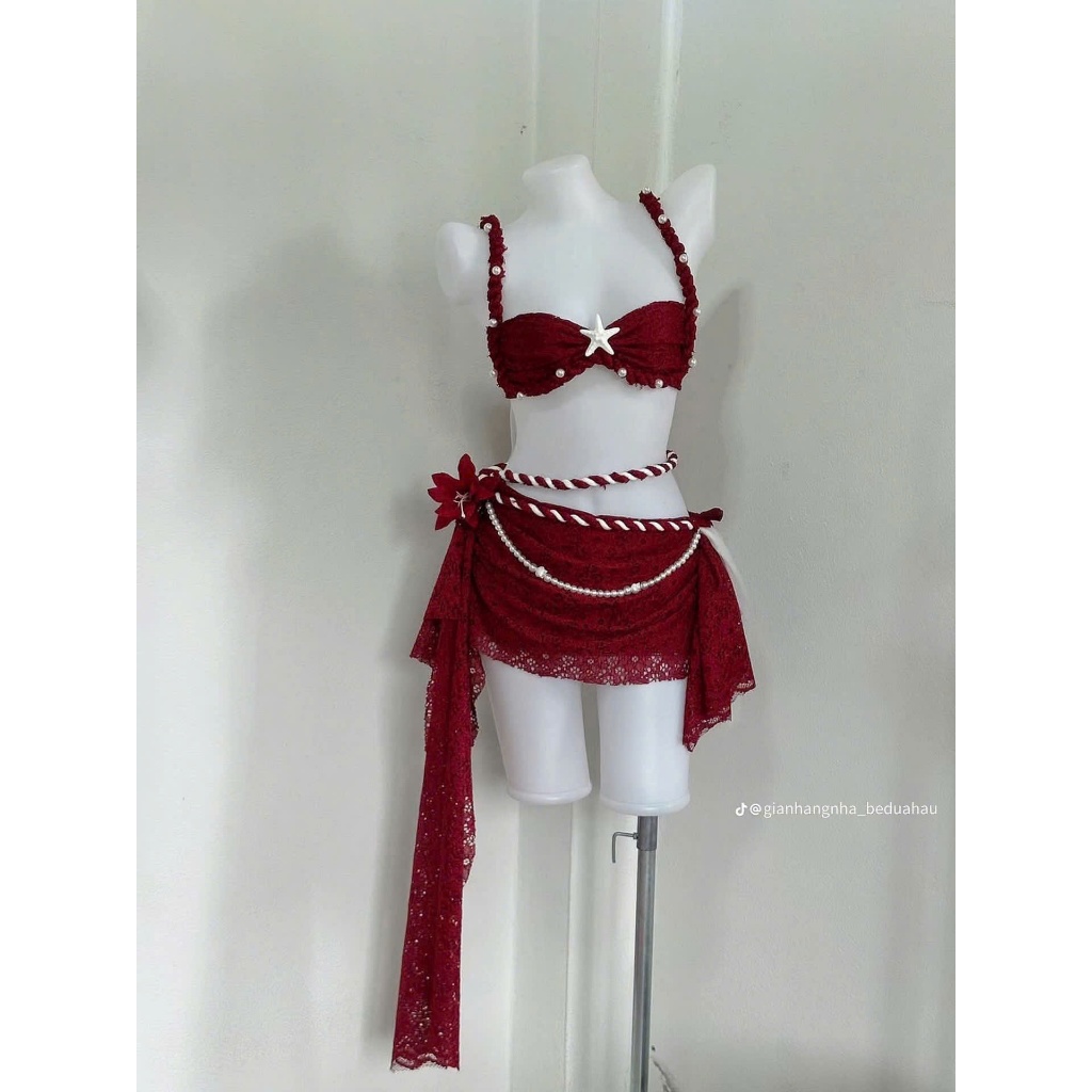 [Sẵn HCM ] HTK Sét Bikini  đi biển set 3 món ÁO ĐÍNH NGỌC ren mềm hàng thủ công cao cấp, Sang Chảnh HÀ BIKINI | BigBuy360 - bigbuy360.vn