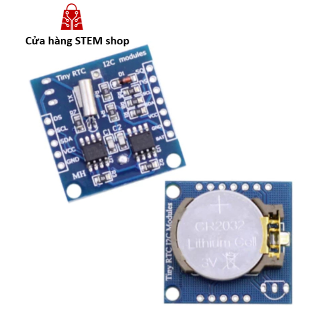 Module RTC DS1307 Kèm Pin – Đồng Hồ Thời Gian Thực I2C Cho Arduino ESP32 Raspberry Pi