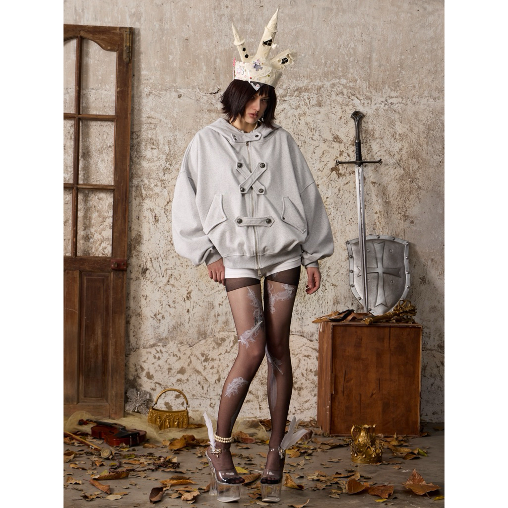 Áo khoác nỉ basic REGODS REBEL HOODIE ZIP form rộng oversize 420GSM - 2 màu xám đen chất nỉ chân cua cao cấp dày dặn | BigBuy360 - bigbuy360.vn