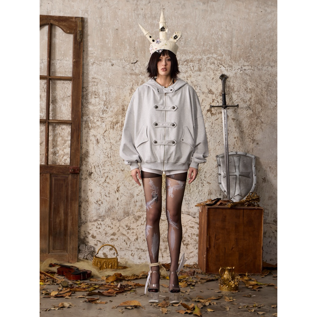 Áo khoác nỉ basic REGODS REBEL HOODIE ZIP form rộng oversize 420GSM - 2 màu xám đen chất nỉ chân cua cao cấp dày dặn | BigBuy360 - bigbuy360.vn