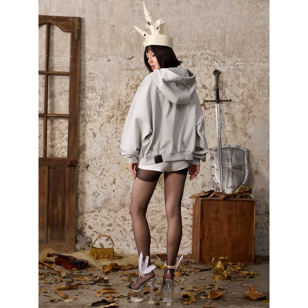 Áo khoác nỉ basic REGODS REBEL HOODIE ZIP form rộng oversize 420GSM - 2 màu xám đen chất nỉ chân cua cao cấp dày dặn | BigBuy360 - bigbuy360.vn