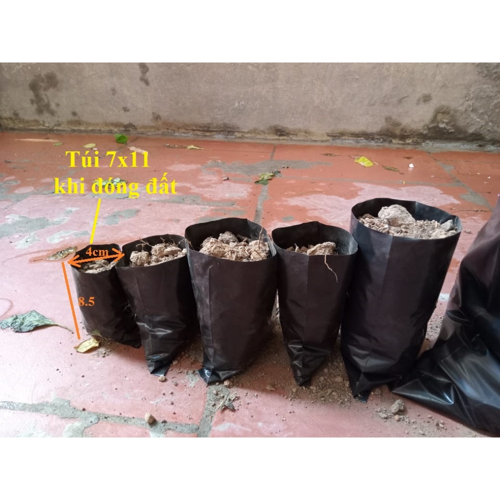 Túi ươm cây 7x11, khi đóng đất đường kính miệng 4cm cao 8cm, 1kg khoảng 1.300c