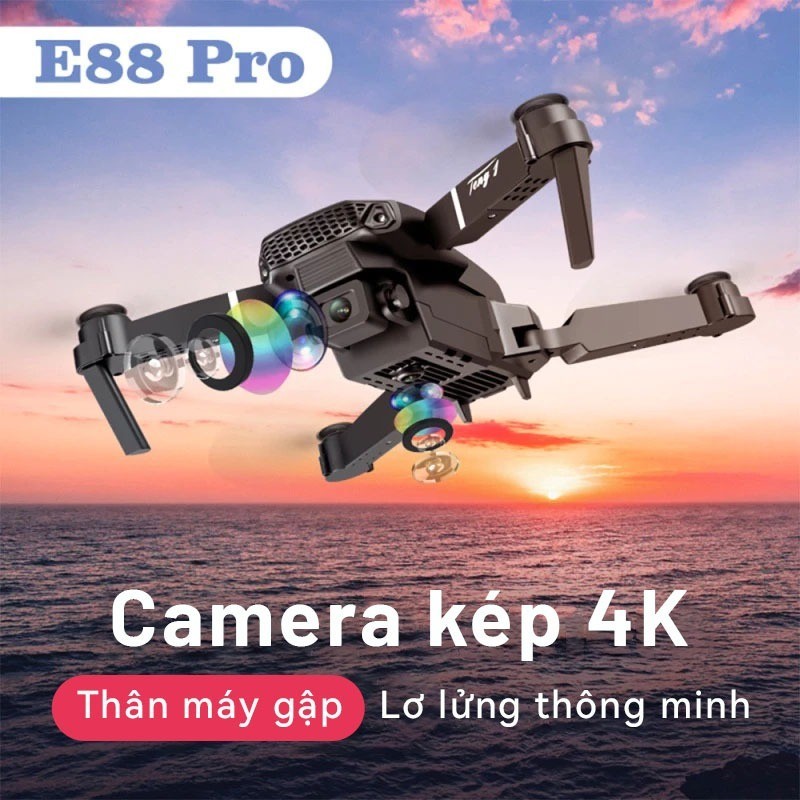 Flycam E88 Pro, 2 camera 4K,pin 1800mah ( tặng túi đựng)