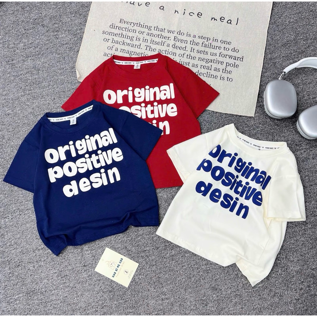 Áo Thun Bé Trai , Áo Thun Trẻ Em In Hình Chữ Orriginal Positive Designs ,Chất Liệu Cotton, Co Giãn 4