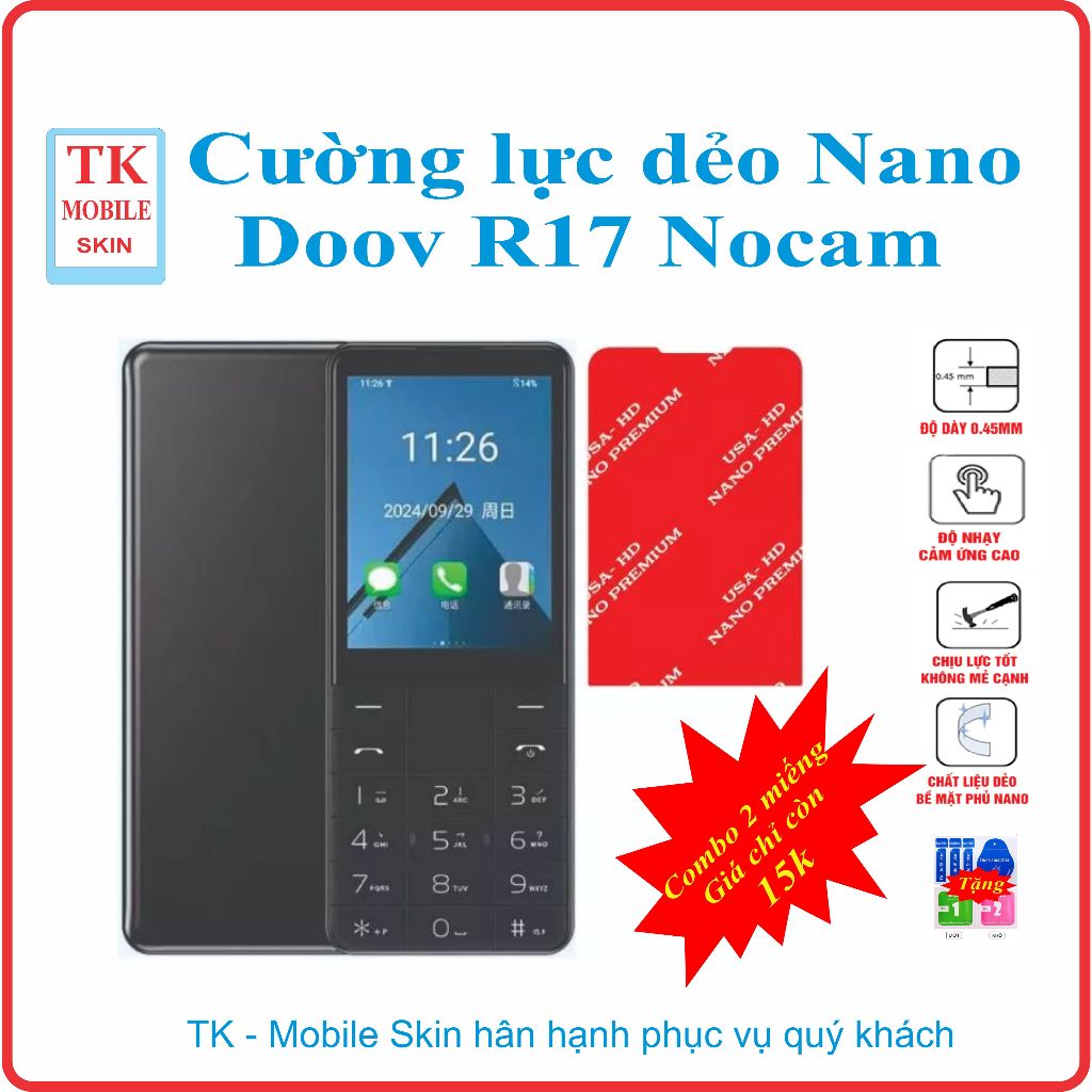 Cường lực dẻo bảo vệ màn hình điện thoại Doov R17 Nocam