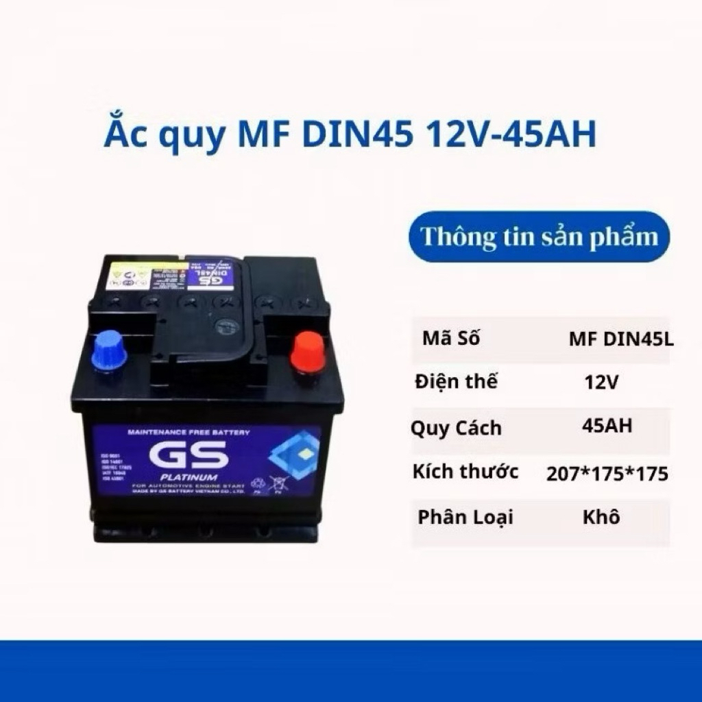 [Hỏa tốc] Ắc quy DIN45L(43Ah~45Ah) 12v bình ắc quy cọc chìm 45Ah dùng cho xe Fadil, Accent, Toyota C