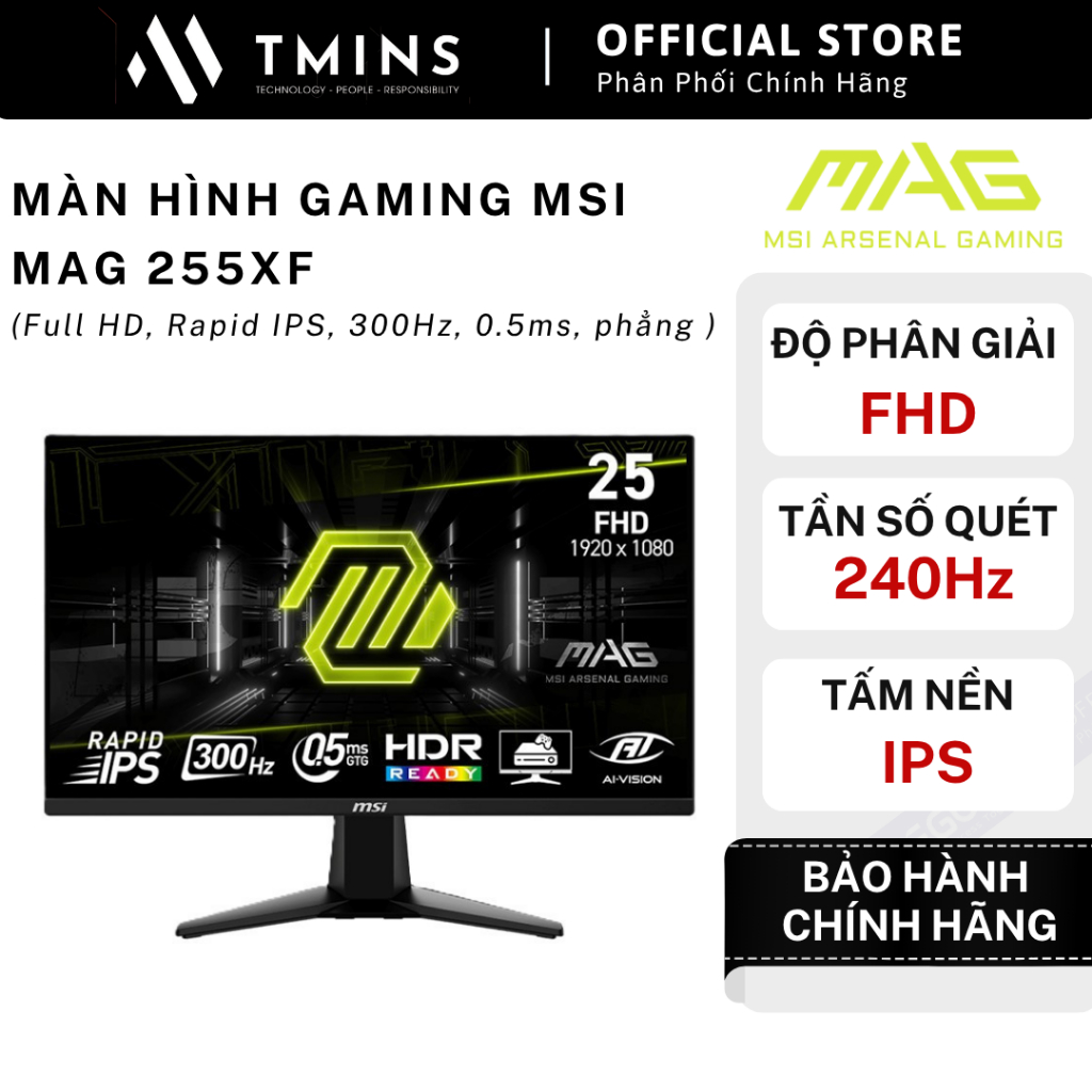 Màn hình Gaming MSI MAG 255XF 25'' ( Full HD, Rapid IPS, 300Hz, 0.5ms, phẳng ) - Hàng Chính Hãng