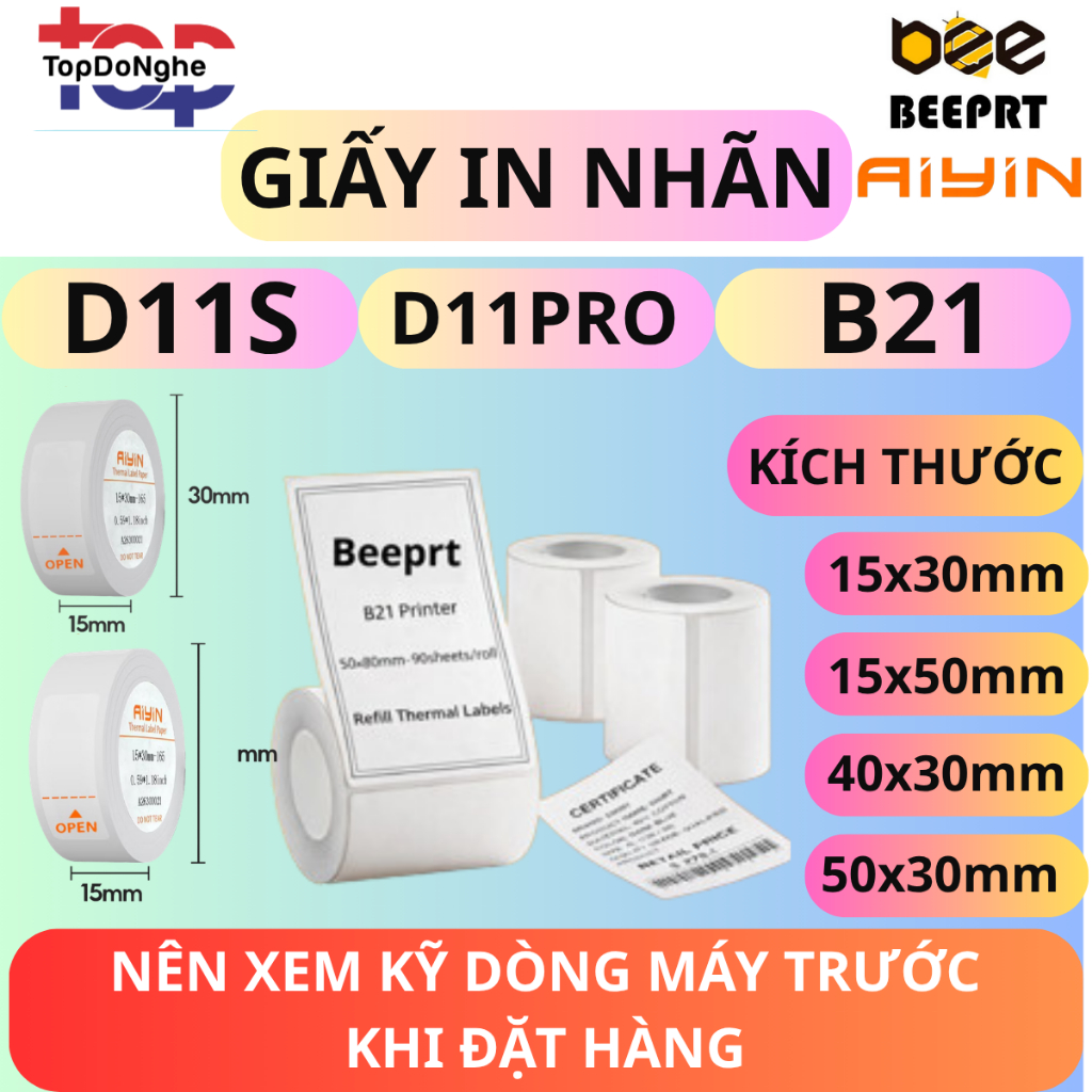 Giấy In Nhãn Nhiệt Máy in AIYIN / PIKDIK / BEEPRT D11S / D11 Pro / B21 – Sticker Dán Chống Nước, Chố