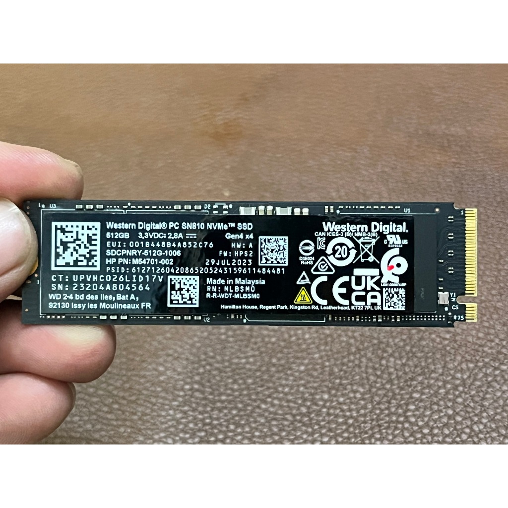 Ổ cứng SSD NVME-PCIe  512GB WD SN810 NVMe 2280 Gen4 x 4, có DRAM cache ,sk 100% dùng vai ngày hàng c