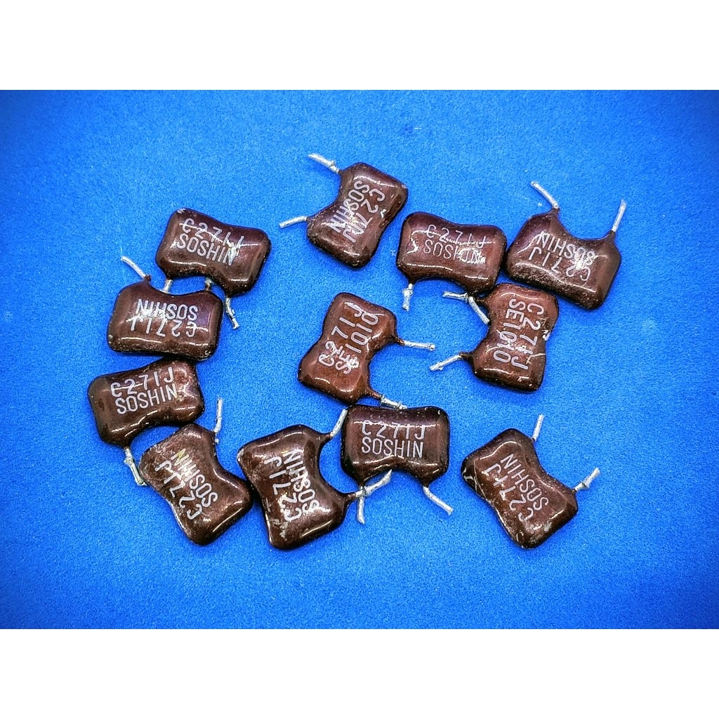 Tụ Silver Mica Soshin (NISSHIN / SOSHIN) 470pf và 270pf tháo máy.
