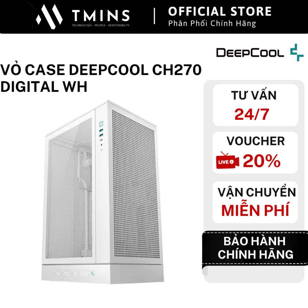 Vỏ Case Deepcool CH270 DIGITAL WH - Hàng Chính Hãng