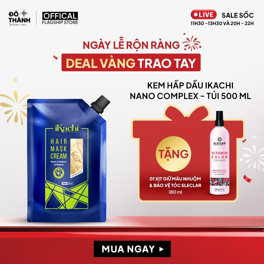Kem hấp dầu Nano Complex IKACHI kem ủ tóc dưỡng tóc bóng mượt phục hồi hư tổn dạng túi 500ml