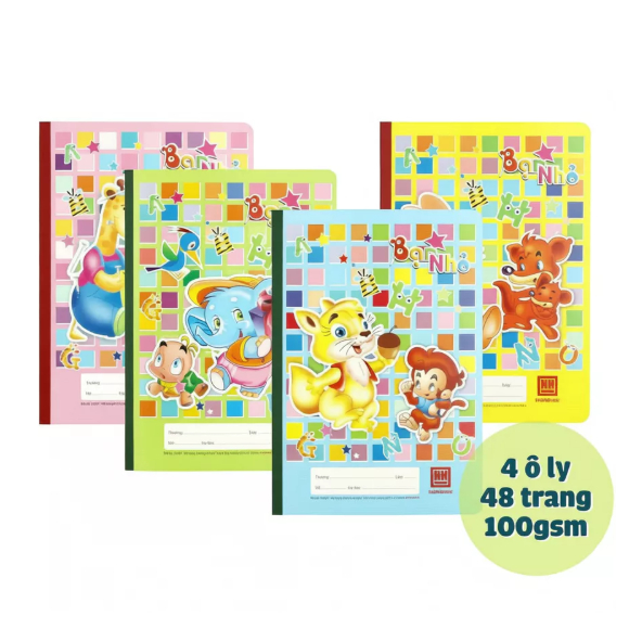 Lốc 5 quyển, 10 quyển vở 4 ô ly 48 trang Hồng Hà School Bạn Nhỏ định lượng 100gsm - 0509