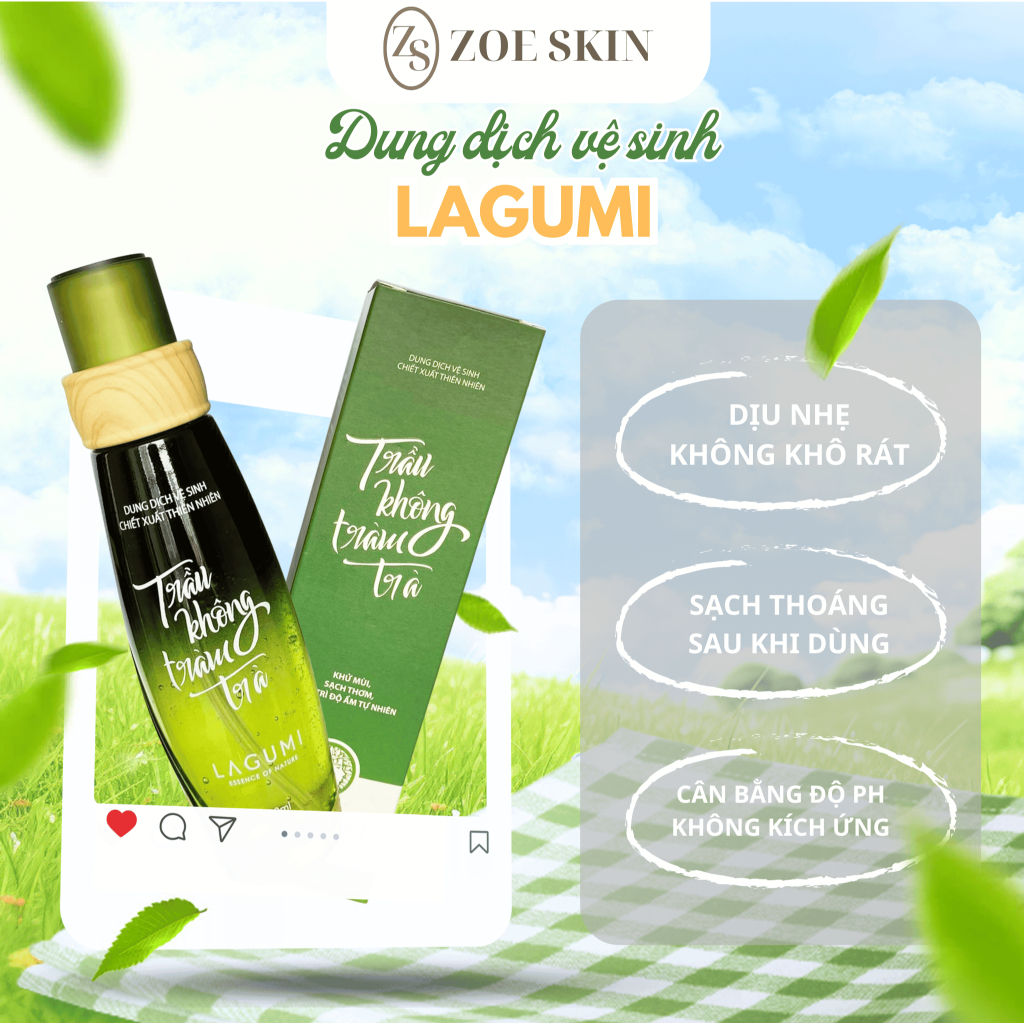 Dung Dịch Vệ Sinh Phụ Nữ Lagumi Trầu Không Tràm Trà Giúp Khử Mùi An Toàn Cho Cả Mẹ Bầu 100ml ( Chính