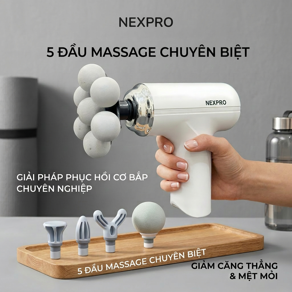 massage cổ vai gáy 5 đầu NEXPRO , massage lưng , Lòng bàn tay , bàn chân - bảo hành 12 tháng