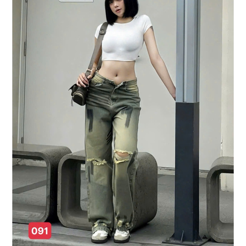 Quần jean nữ ống rộng, quần baggy nữ chất denim cạp cao dáng xuông thời trang A-T Fashion - MQ1235
