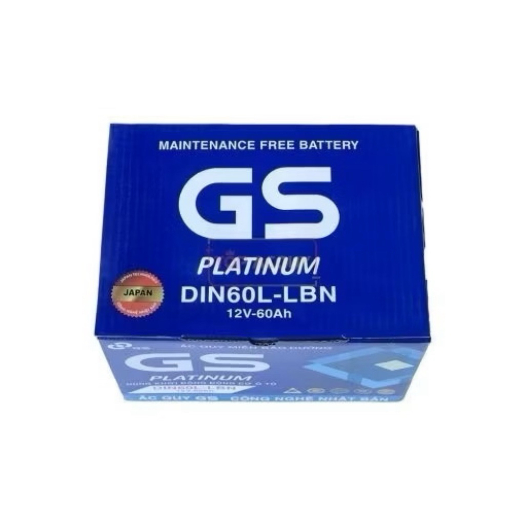 [Hỏa tốc] Ắc quy GS DIN60 (60Ah cọc thụt) 12v bình accu cọc chìm VARTA 60Ah dùng cho xe MG5, MG ZS