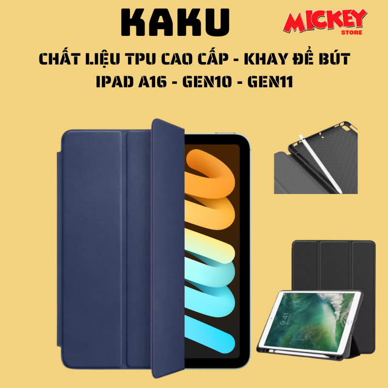Bao Kaku TPU có khay cài bút gập dựng thông minh cho IPad A16 Gen11 Gen 10 - bao da IPad Gen10(A16)