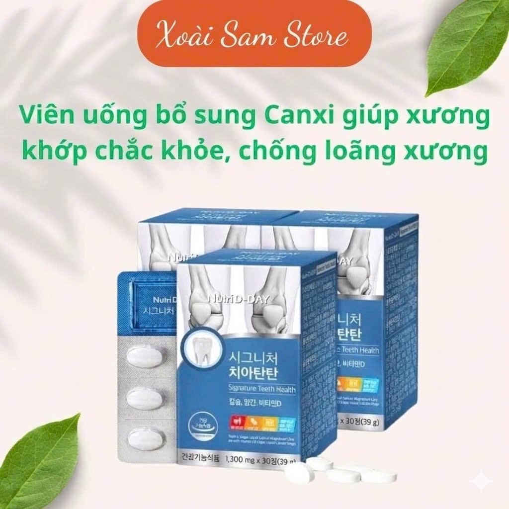 Viên Uống bổ sung canxi hữu cơ, vitamin D3 Nutri D-Day Giúp  Xương Chắc Khỏe, chống loãng xương