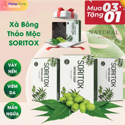 [MUA 3 TẶNG 1] Xà Bông Thảo Mộc Cho Da Vảy Nến, Viêm Da, Hắc Lào, Mẩn Ngứa SORITOX 130Gram