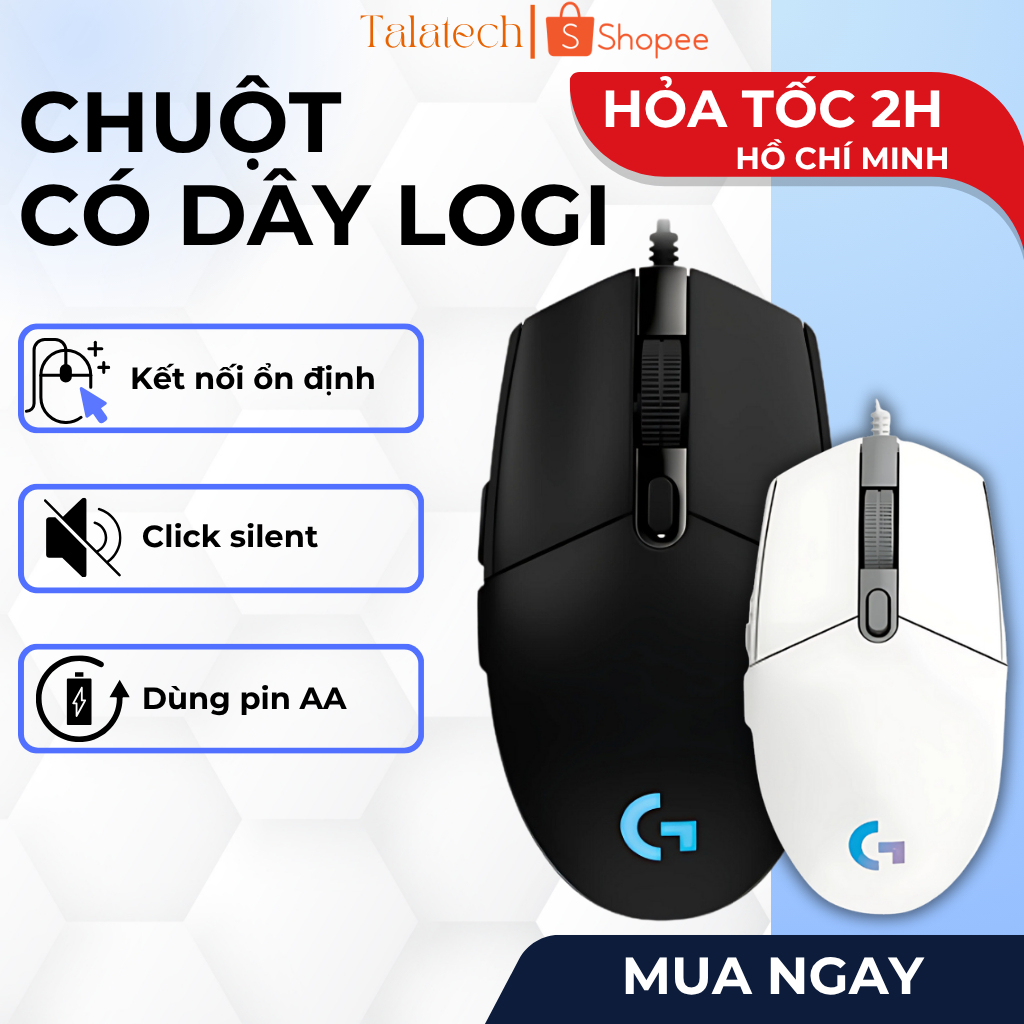 Chuột chơi game Logitech G102,Chuột chuột máy tính thiết kế có đèn RGB HOẢ TỐC 2H