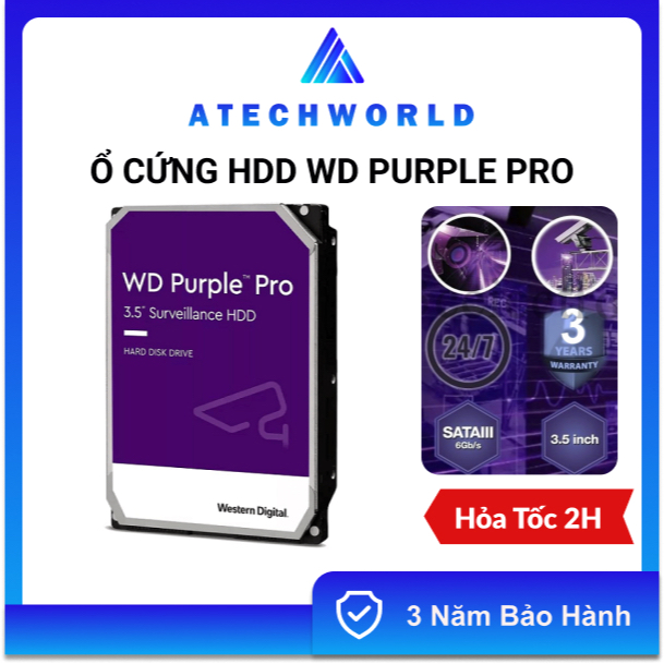 Ổ Cứng WD Purple Pro 10TB 12TB 14TB 18TB 7200RPM Chuyên Camera Giám Sát – Hàng Chính Hãng - BH 3 Năm