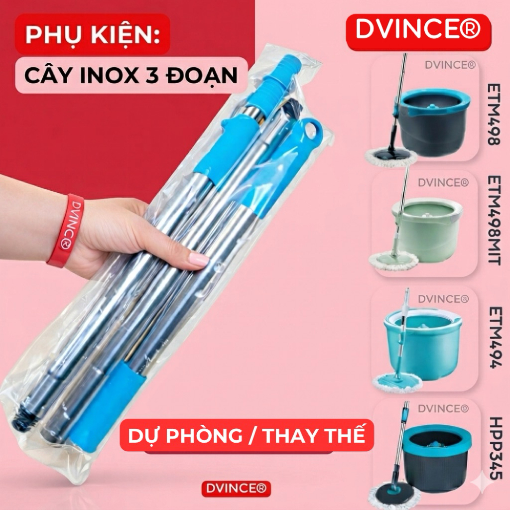 Phụ Kiện Cây Inox 3 Đoạn Thay Thế – Dùng Cho ETM498 ETM494 HPP345 - DVINCE TrueLock