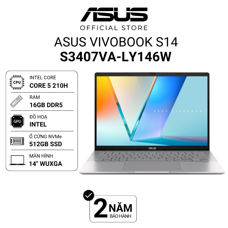 Laptop ASUS Vivobook S14 S3407VA-LY146W (Core 5 210H | 16GB | 512GB | Intel Graphics | 14" WUXGA)