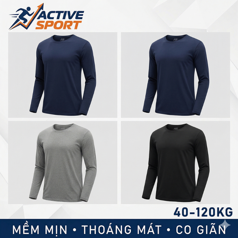 Áo thun thể thao dài tay nam (COMBO2,3,4) BIG SIZE tới 120kg, vải co giãn 4 chiều thoáng mátÁo thun thể thao dài tay nam