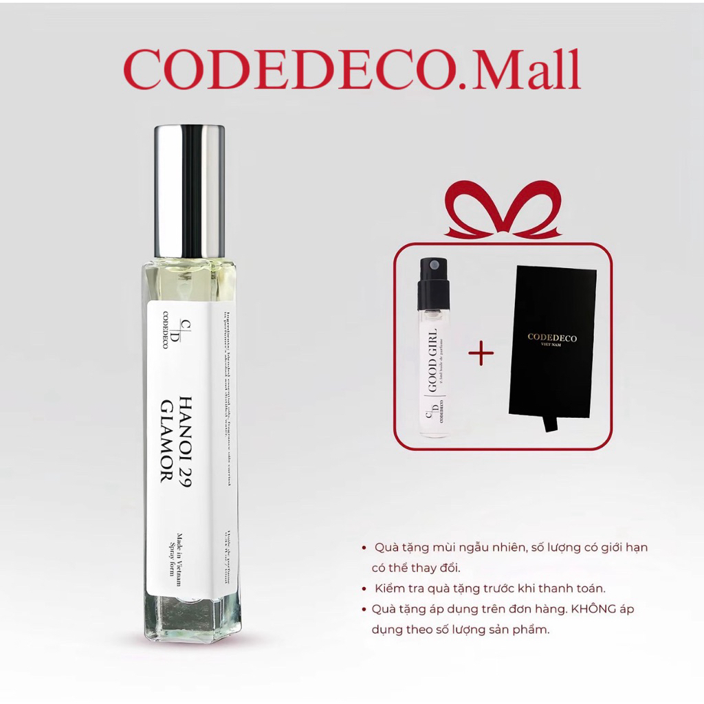 [Tinh Dầu Nước Hoa CODEDECO] HANOI 29 Glamor -10ml Dạng Xịt - Nữ Tính,Thu hút,Hấp dẫn,Sang Trọng và 