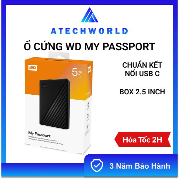Ổ CỨNG DI ĐỘNG WD MY PASSPORT 2TB 4TB 5TB 6TB USB 3.2 – Hàng Chính Hãng - BH 3 Năm - Có Xuất VAT | BigBuy360 - bigbuy360.vn