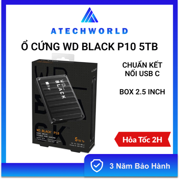 Ổ Cứng Di Động WD Black P10 2TB 4TB 5TB 6TB Game Drive - Hàng Chính Hãng - BH 3 Năm - Có Xuất VAT