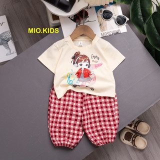 set quần ngố karo cho bé