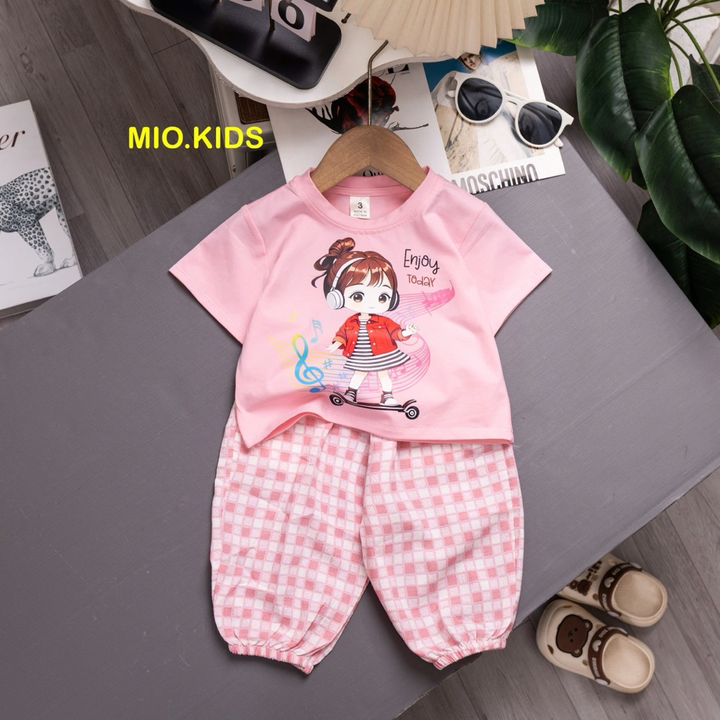 set quần ngố karo cho bé