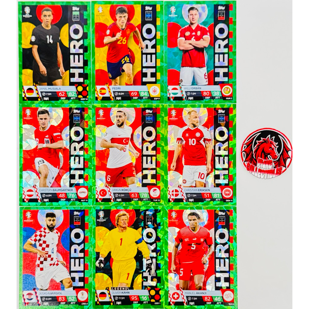 [RARE] Thẻ cầu thủ Hero Topps UEFA Euro 2024 Match Attax (Tặng thẻ ngẫu nhiên + sleeves)