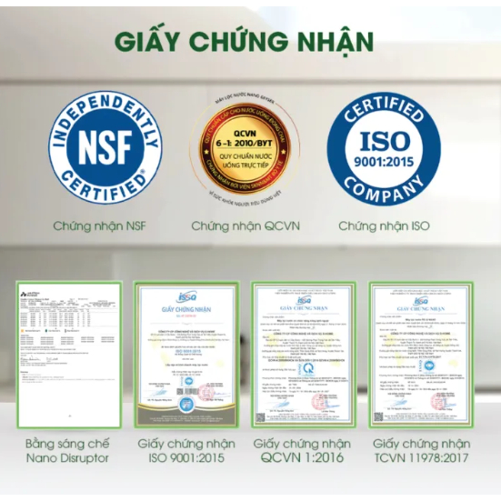 Máy lọc nước Nano 8 cấp Nano Geyser ECO CRYSTAL, Không điện, không nước thải, Giữ lại khoáng chất
