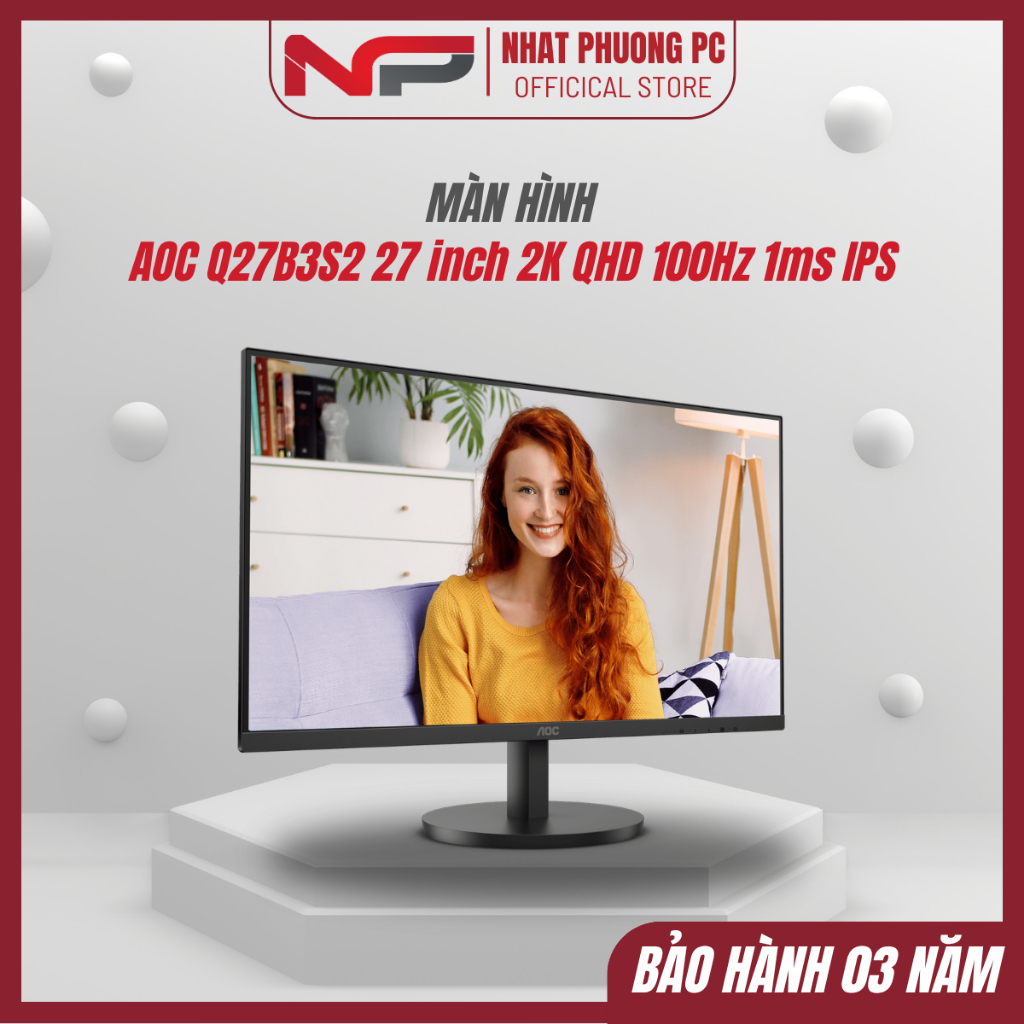 Màn hình AOC Q27B3S2 27 inch 2K QHD 100Hz 1ms IPS  - Bảo hành 36 tháng